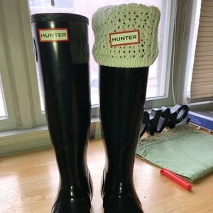 HUNTER Women Original Tall Glass Black Rain Boots